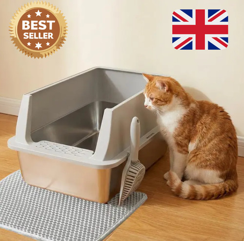 Stainless steel cat litter box - steel,