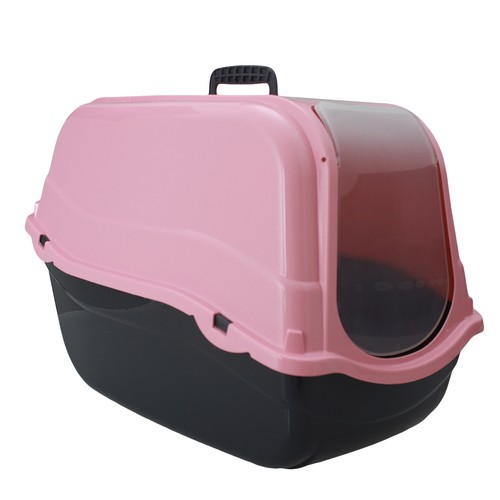 Hooded litter box pink - litter, travel