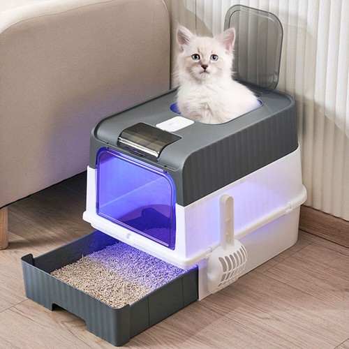 Large cat litter box hooded - box,