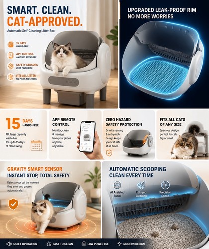 Automatic self cleaning cat - automatic, self-cleaning