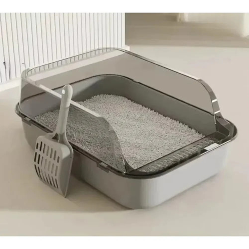 Semi enclosed cat litter box - cat,